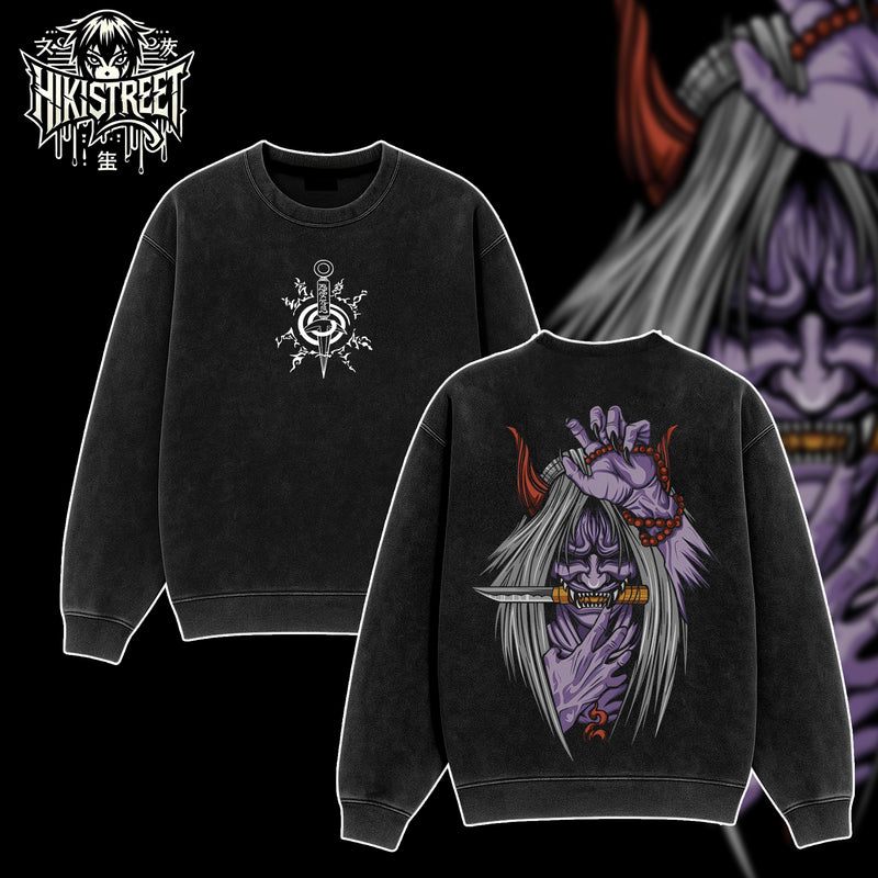 [HIKISTREET] Vintage Reaper Death Seal Acid Washed T-Shirt, Naruto Merch, Anime Washed Oversized Tee, Aesthetic Anime Streetwear Gift