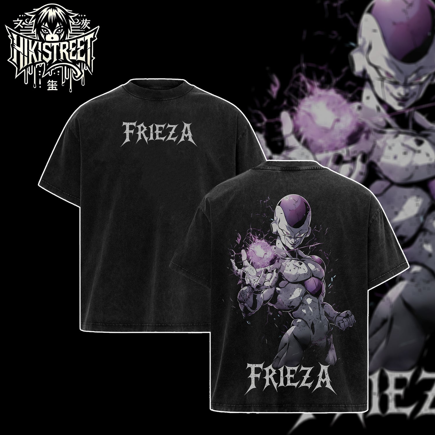 [HIKISTREET] Vintage Frieza Acid Washed T-Shirt, Dragon Ball Merch, Anime Washed Oversized Tee, Aesthetic Anime Streetwear Gift