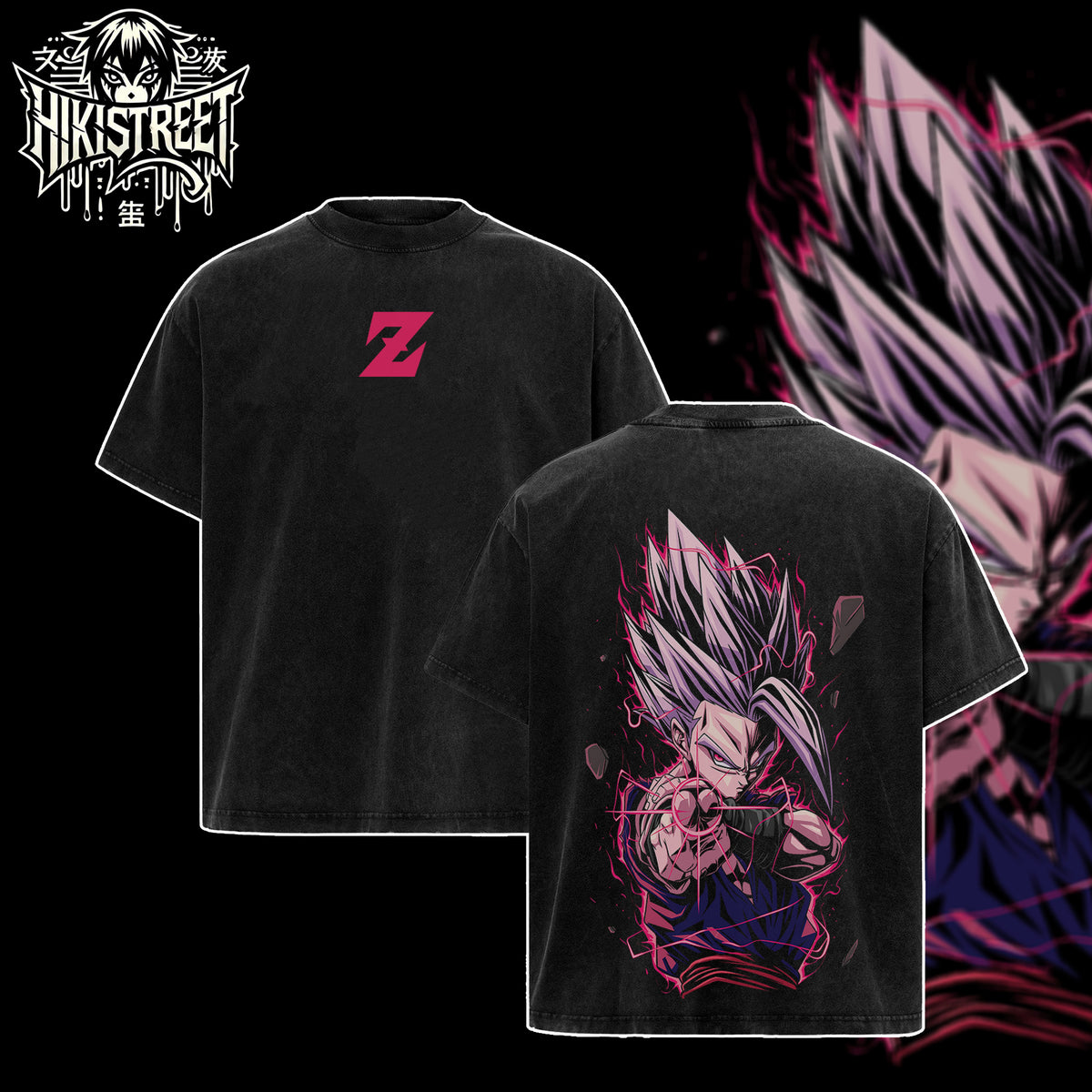 [HIKISTREET] Vintage Gohan Beast Acid Washed T-Shirt, Dragon Ball Merch, Anime Washed Oversized Tee, Aesthetic Anime Streetwear Gift