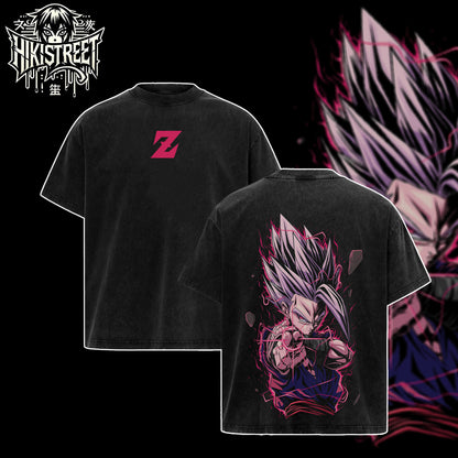 [HIKISTREET] Vintage Gohan Beast Acid Washed T-Shirt, Dragon Ball Merch, Anime Washed Oversized Tee, Aesthetic Anime Streetwear Gift