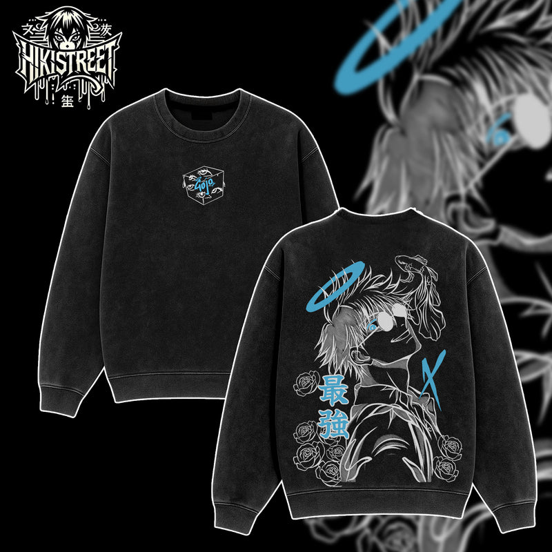 [HIKISTREET] Vintage Gojo Satoru Acid Washed T-Shirt, Jujutsu Kaisen Merch, Anime Washed Oversized Tee, Aesthetic Anime Streetwear Gift