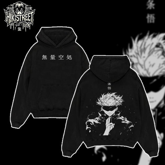 [HIKISTREET] Vintage Gojo Satoru V5 Acid Washed T-Shirt, Jujutsu Kaisen Merch, Anime Washed Oversized Tee, Aesthetic Anime Streetwear Gift