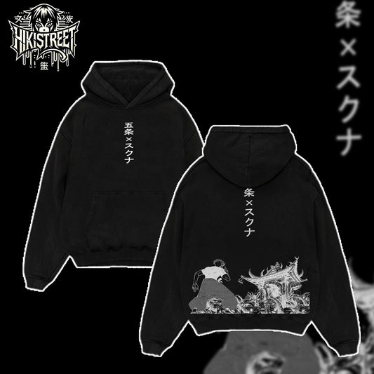 [HIKISTREET] Vintage Gojo vs Sukuna Acid Washed T-Shirt, Jujutsu Kaisen Merch, Anime Washed Oversized Tee, Aesthetic Anime Streetwear Gift