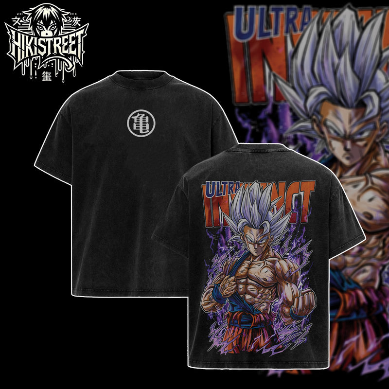 [HIKISTREET] Vintage Goku Ultra Instinct Acid Washed T-Shirt, Dragon Ball Merch, Anime Washed Oversized Tee, Aesthetic Anime Streetwear Gift