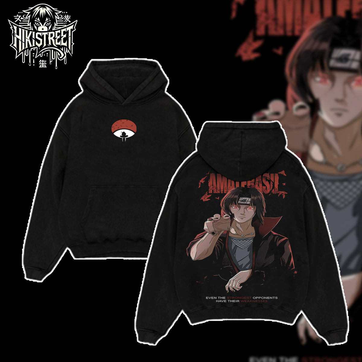 [HIKISTREET] Vintage Uchiha Itachi Acid Washed T-Shirt, Naruto Merch, Anime Washed Oversized Tee, Aesthetic Anime Streetwear Gift
