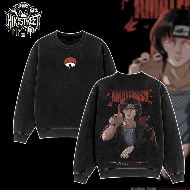 [HIKISTREET] Vintage Uchiha Itachi Acid Washed T-Shirt, Naruto Merch, Anime Washed Oversized Tee, Aesthetic Anime Streetwear Gift