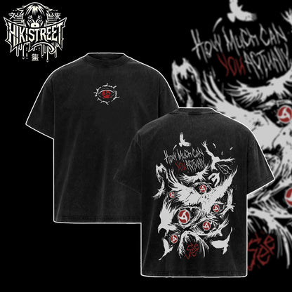 [HIKISTREET] Vintage Uchiha Itachi Characters Acid Washed T-Shirt, Naruto Merch, Anime Washed Oversized Tee, Aesthetic Anime Streetwear Gift