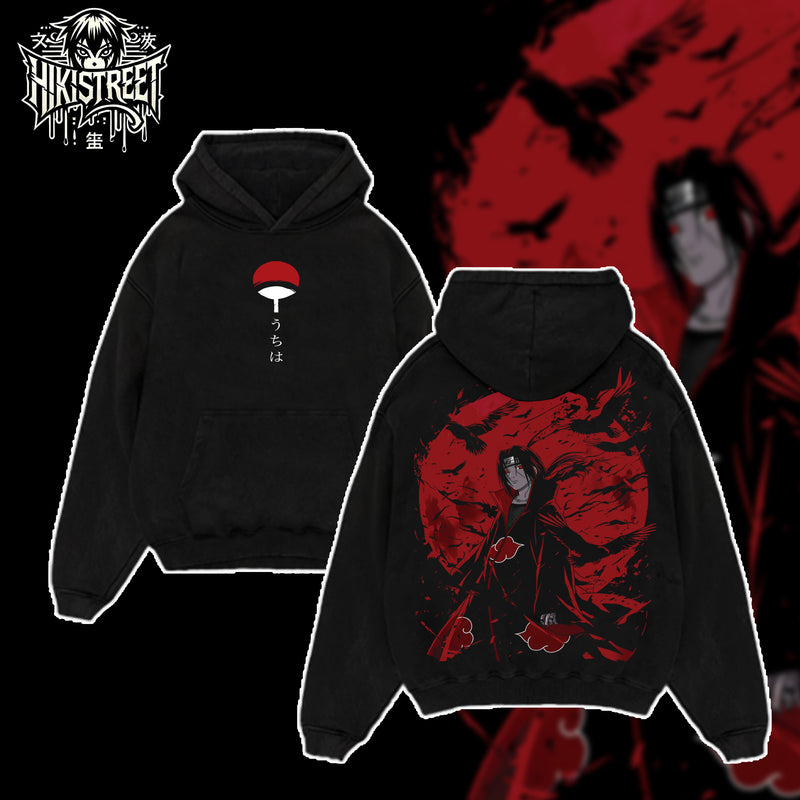 [HIKISTREET] Vintage Uchiha Itachi V2 Acid Washed T-Shirt, Naruto Merch, Anime Washed Oversized Tee, Aesthetic Anime Streetwear Gift