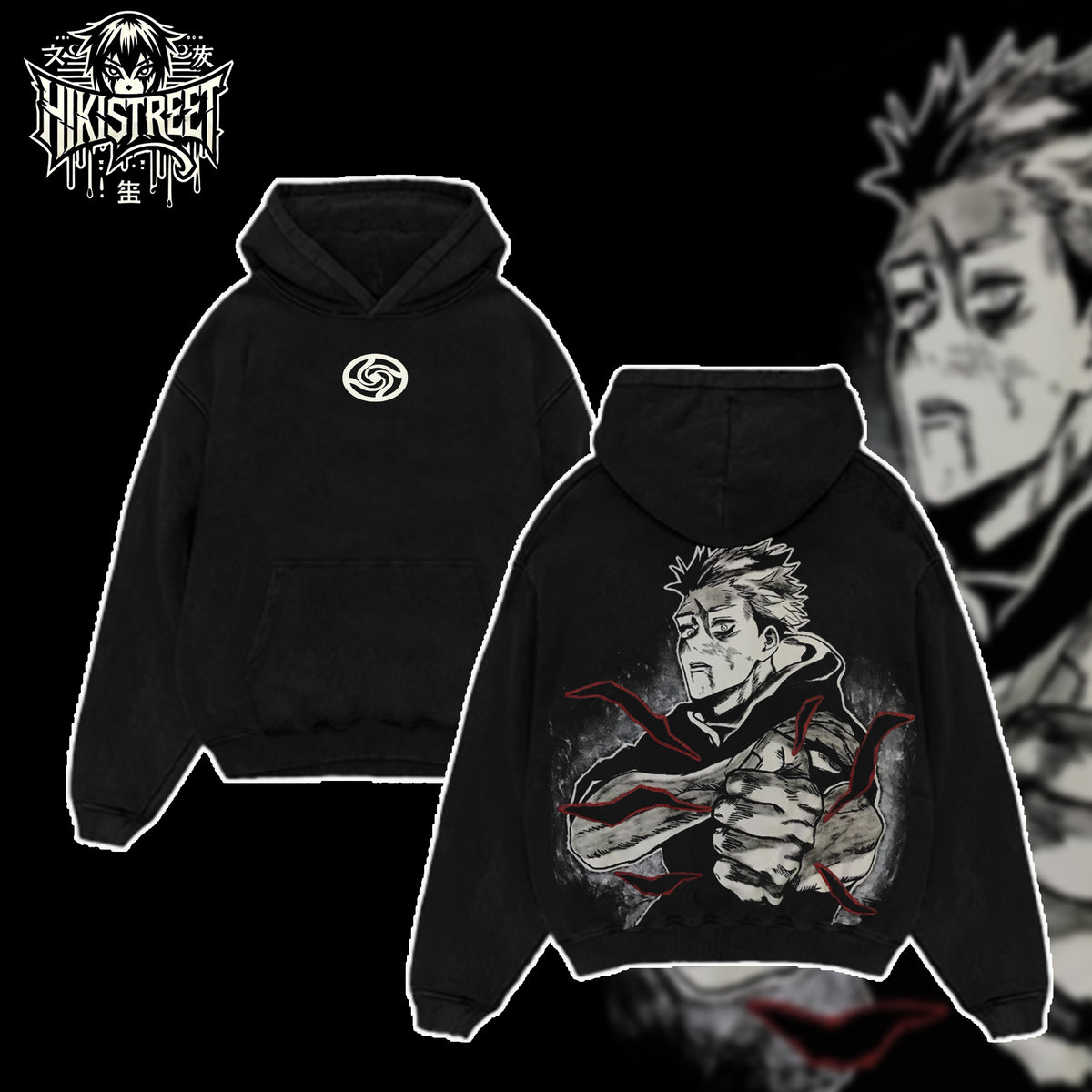 [HIKISTREET] Vintage Yuji Iadori Acid Washed T-Shirt, Jujutsu Kaisen Merch, Anime Washed Oversized Tee, Aesthetic Anime Streetwear Gift