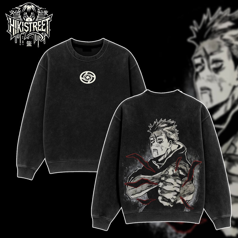 [HIKISTREET] Vintage Yuji Iadori Acid Washed T-Shirt, Jujutsu Kaisen Merch, Anime Washed Oversized Tee, Aesthetic Anime Streetwear Gift