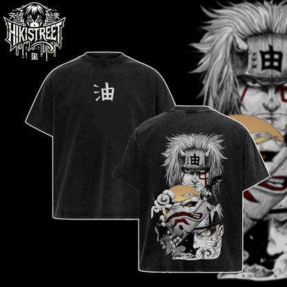 [HIKISTREET] Vintage Jiraiya x Naruto Acid Washed T-Shirt, Naruto Merch, Anime Washed Oversized Tee, Aesthetic Anime Streetwear Gift