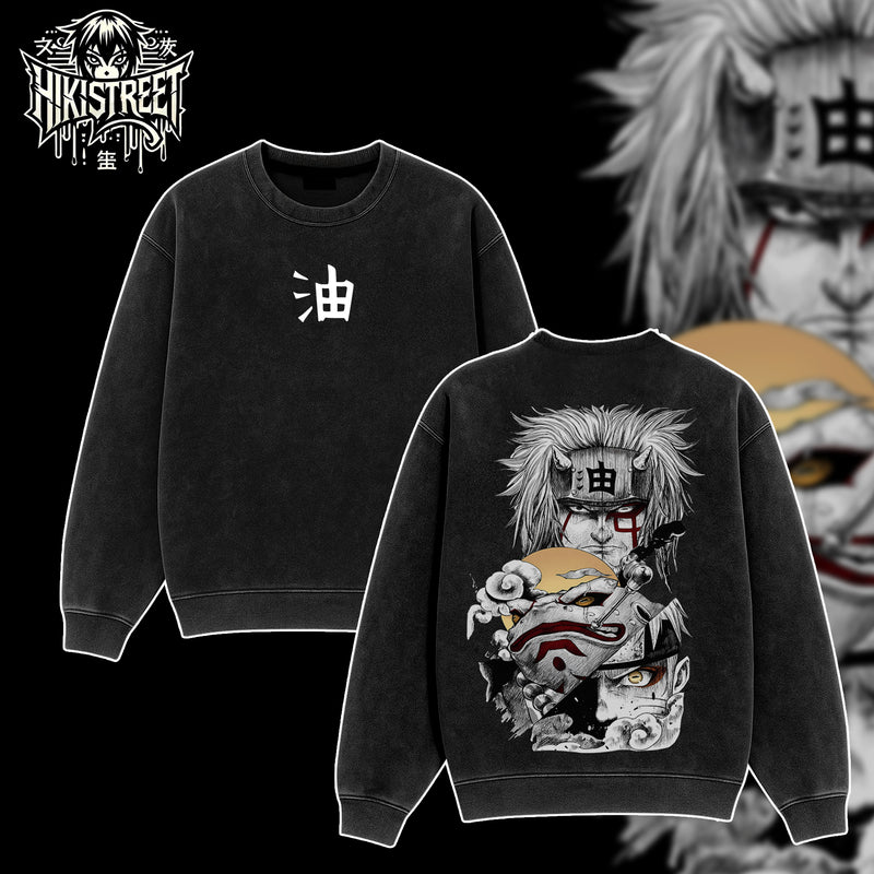 [HIKISTREET] Vintage Jiraiya x Naruto Acid Washed T-Shirt, Naruto Merch, Anime Washed Oversized Tee, Aesthetic Anime Streetwear Gift