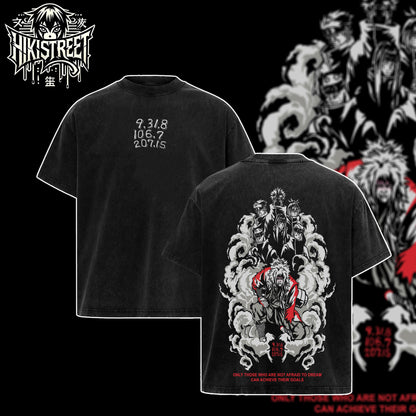[HIKISTREET] Vintage Jiraiya vs Pain Acid Washed T-Shirt, Naruto Merch, Anime Washed Oversized Tee, Aesthetic Anime Streetwear Gift