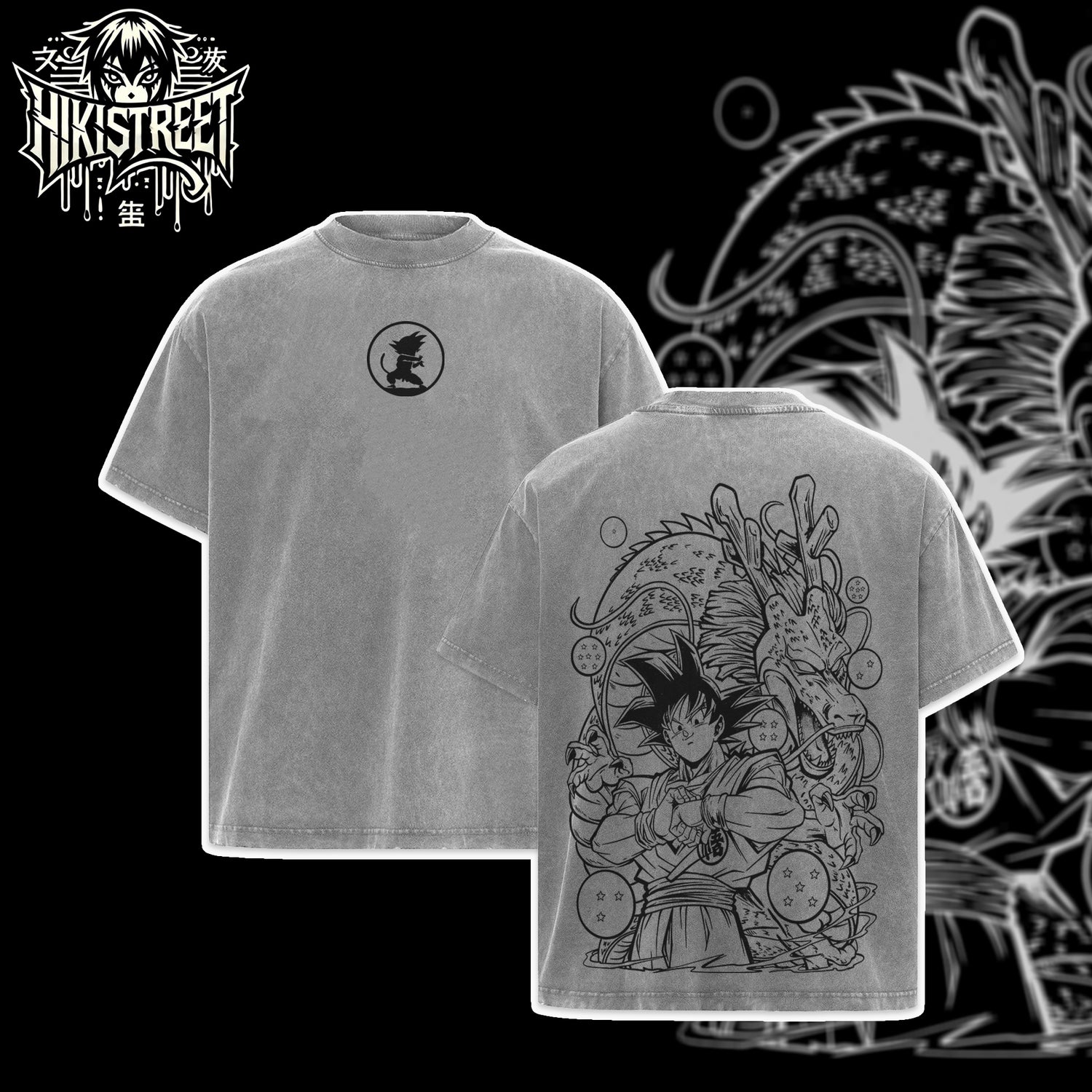 [HIKISTREET] Vintage Son Goku Acid Washed T-Shirt, Dragon Ball Merch, Anime Washed Oversized Tee, Aesthetic Anime Streetwear Gift