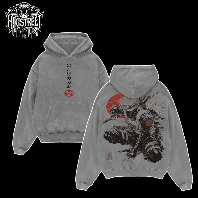 [HIKISTREET] Vintage Hatake Kakashi Acid Washed T-Shirt, Naruto Merch, Anime Washed Oversized Tee, Aesthetic Anime Streetwear Gift