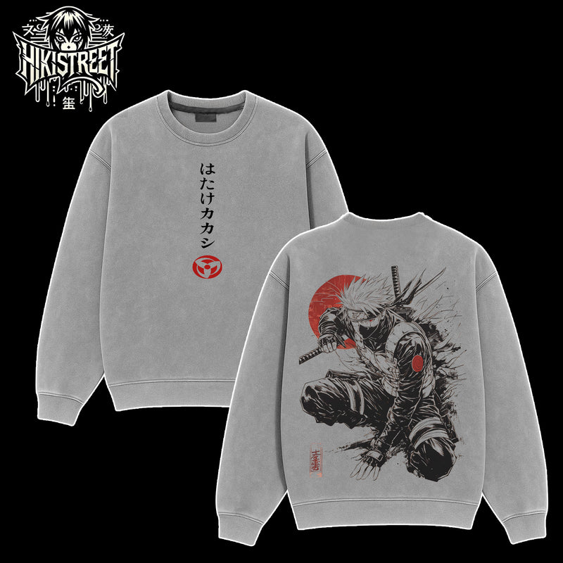 [HIKISTREET] Vintage Hatake Kakashi Acid Washed T-Shirt, Naruto Merch, Anime Washed Oversized Tee, Aesthetic Anime Streetwear Gift