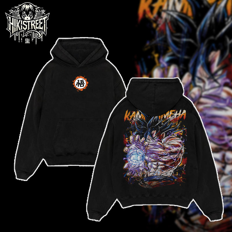 [HIKISTREET] Vintage Goku Kamekameha Acid Washed T-Shirt, Dragon Ball Merch, Anime Washed Oversized Tee, Aesthetic Anime Streetwear Gift
