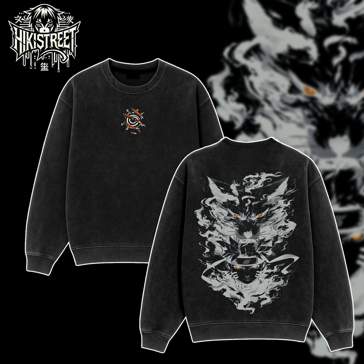 [HIKISTREET] Vintage Naruto x Kurama Acid Washed T-Shirt, Naruto Merch, Anime Washed Oversized Tee, Aesthetic Anime Streetwear Gift