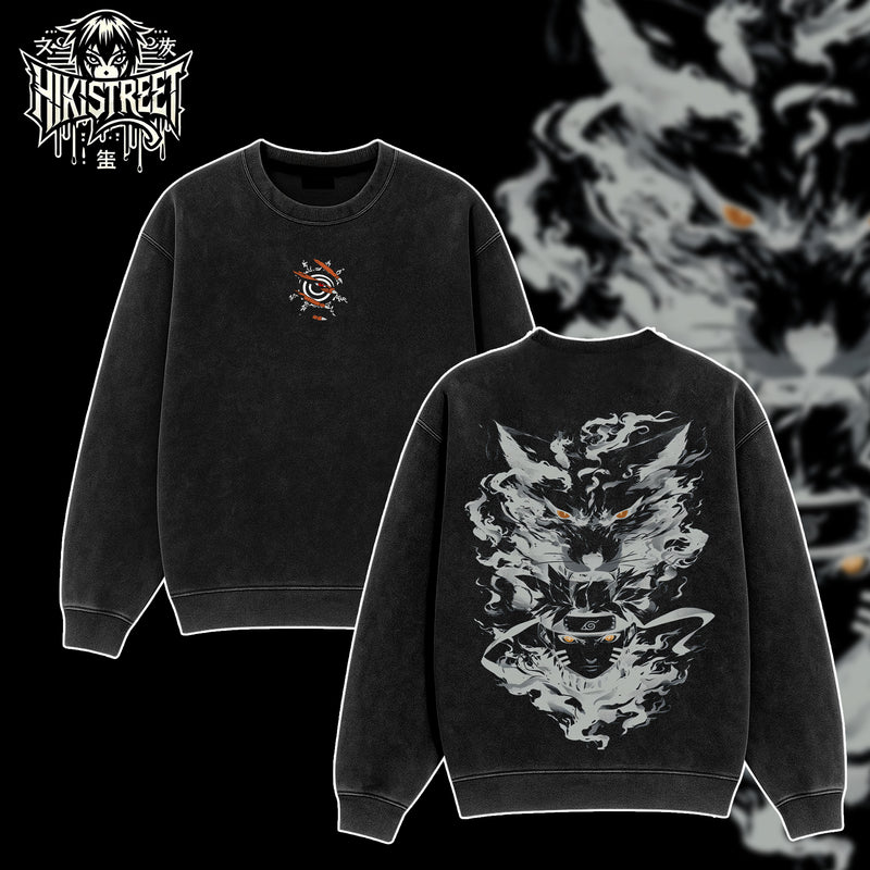 [HIKISTREET] Vintage Naruto x Kurama Acid Washed T-Shirt, Naruto Merch, Anime Washed Oversized Tee, Aesthetic Anime Streetwear Gift