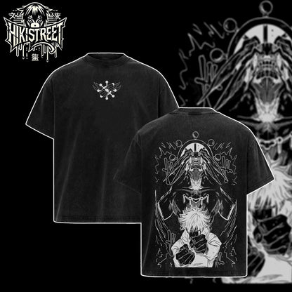 [HIKISTREET] Vintage Megumi Fushiguro V2 Acid Washed T-Shirt, Jujutsu Kaisen Merch, Anime Washed Oversized Tee, Aesthetic Anime Streetwear Gift (Copy)
