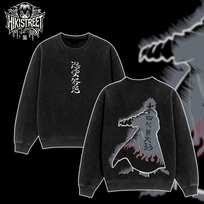 [HIKISTREET] Vintage Minato Namikaze Acid Washed T-Shirt, Naruto Merch, Anime Washed Oversized Tee, Aesthetic Anime Streetwear Gift