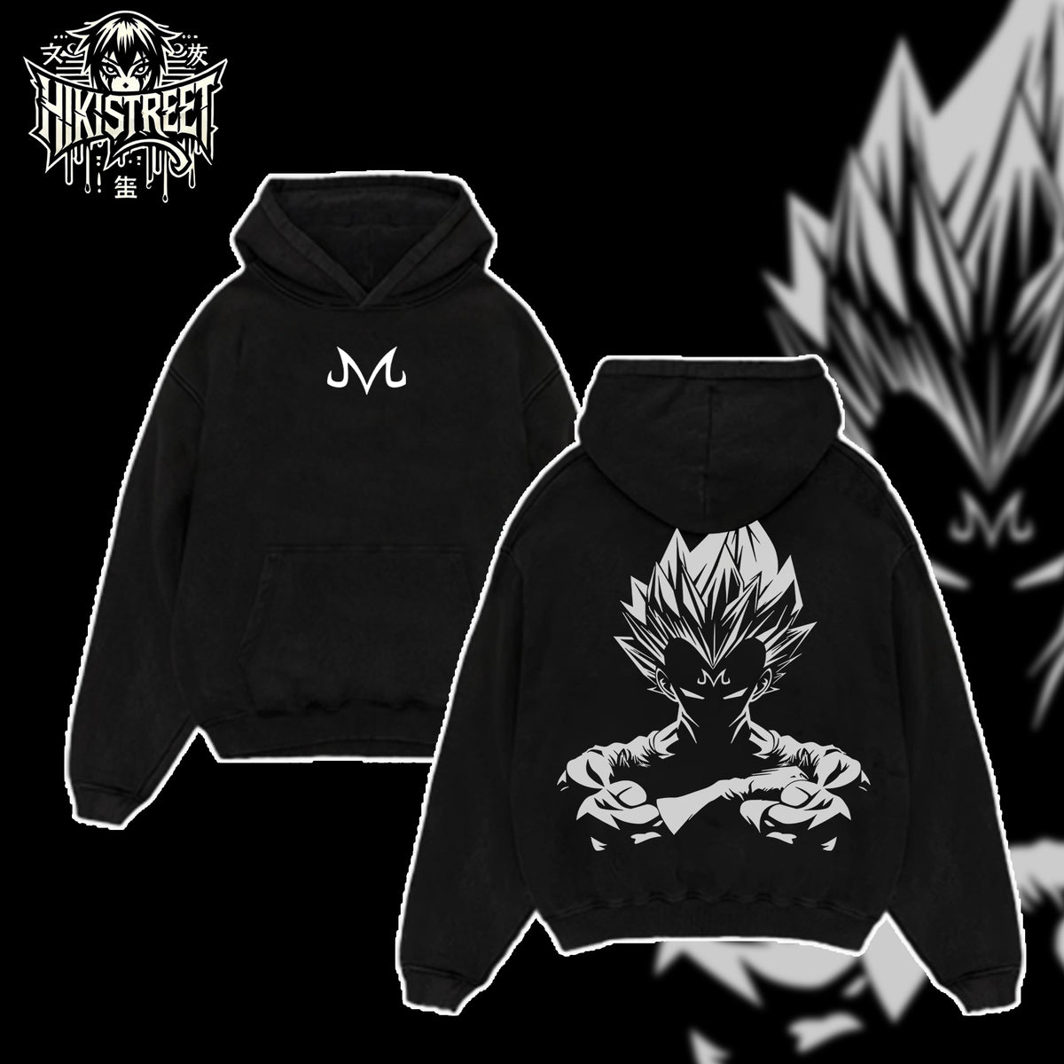 [HIKISTREET] Vintage Majin Vegeta V2 Acid Washed T-Shirt, Dragon Ball Merch, Anime Washed Oversized Tee, Aesthetic Anime Streetwear Gift