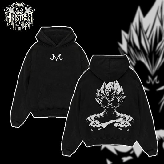 [HIKISTREET] Vintage Majin Vegeta V2 Acid Washed T-Shirt, Dragon Ball Merch, Anime Washed Oversized Tee, Aesthetic Anime Streetwear Gift