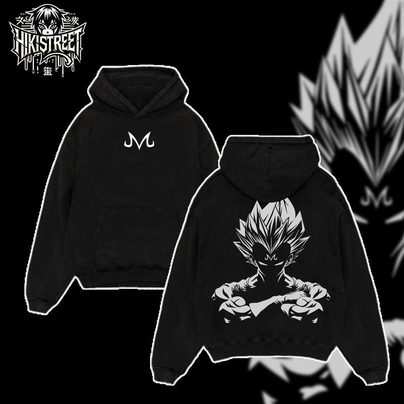[HIKISTREET] Vintage Majin Vegeta V2 Acid Washed T-Shirt, Dragon Ball Merch, Anime Washed Oversized Tee, Aesthetic Anime Streetwear Gift