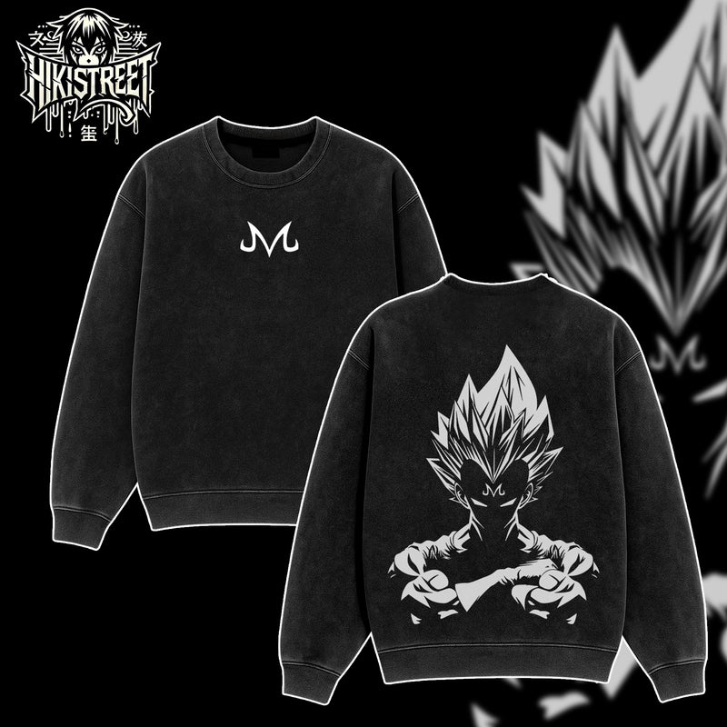 [HIKISTREET] Vintage Majin Vegeta V2 Acid Washed T-Shirt, Dragon Ball Merch, Anime Washed Oversized Tee, Aesthetic Anime Streetwear Gift