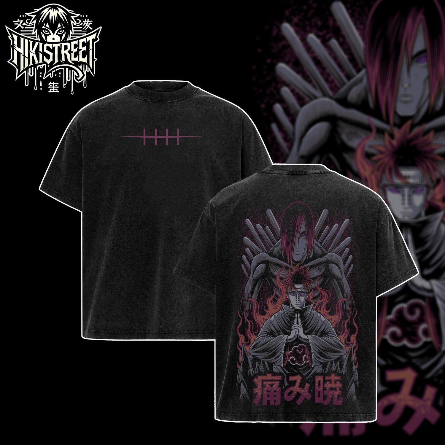 [HIKISTREET] Vintage Nagato Uzumaki Acid Washed T-Shirt, Naruto Merch, Anime Washed Oversized Tee, Aesthetic Anime Streetwear Gift