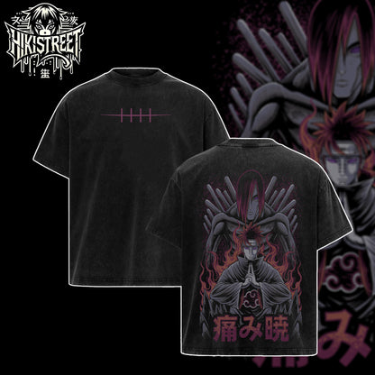 [HIKISTREET] Vintage Nagato Uzumaki Acid Washed T-Shirt, Naruto Merch, Anime Washed Oversized Tee, Aesthetic Anime Streetwear Gift