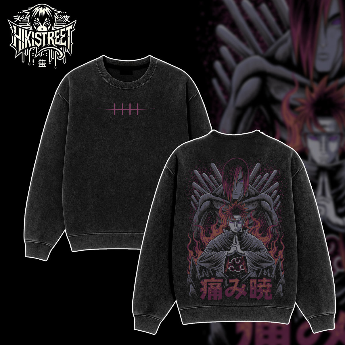 [HIKISTREET] Vintage Nagato Uzumaki Acid Washed T-Shirt, Naruto Merch, Anime Washed Oversized Tee, Aesthetic Anime Streetwear Gift