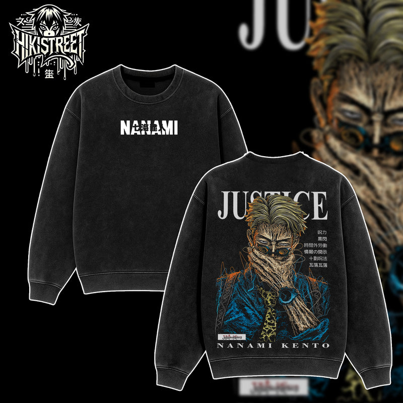 [HIKISTREET] Vintage Kento Nanami Acid Washed T-Shirt, Jujutsu Kaisen Merch, Anime Washed Oversized Tee, Aesthetic Anime Streetwear Gift