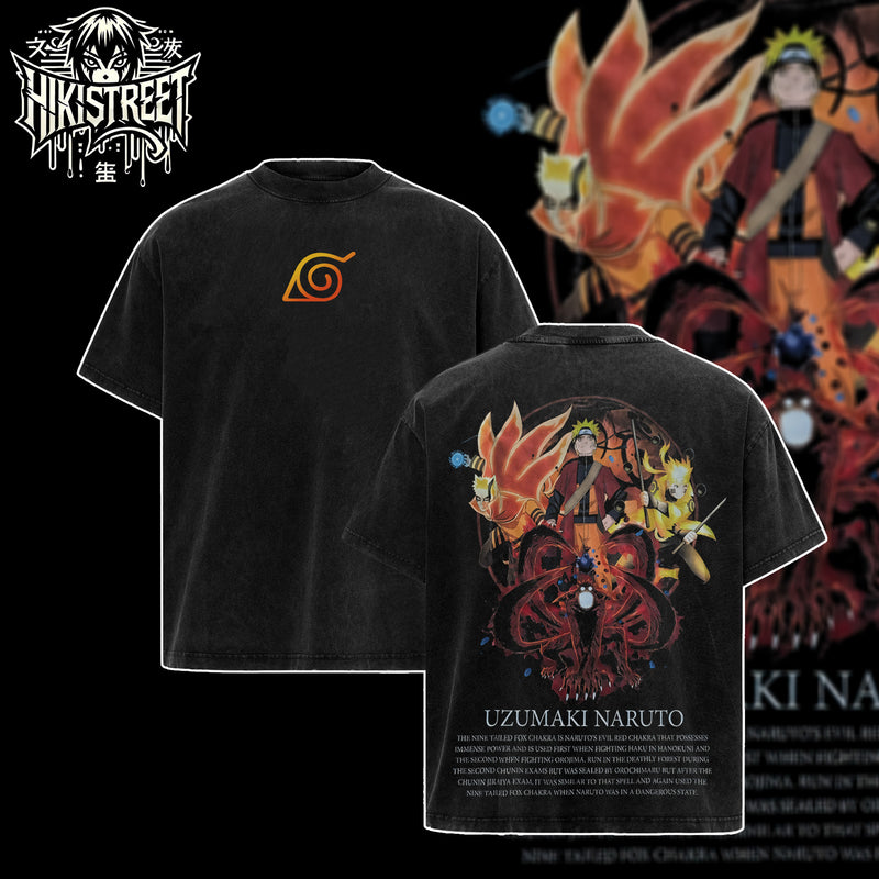 [HIKISTREET] Vintage Uzumaki Naruto Acid Washed T-Shirt, Naruto Merch, Anime Washed Oversized Tee, Aesthetic Anime Streetwear Gift