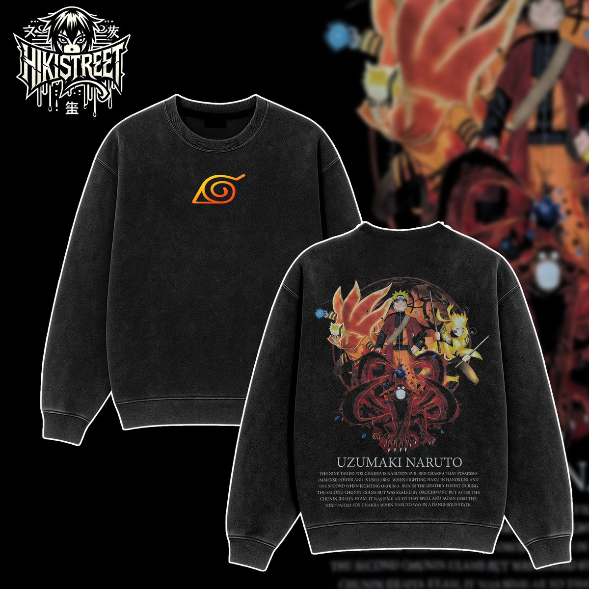 [HIKISTREET] Vintage Uzumaki Naruto Acid Washed T-Shirt, Naruto Merch, Anime Washed Oversized Tee, Aesthetic Anime Streetwear Gift