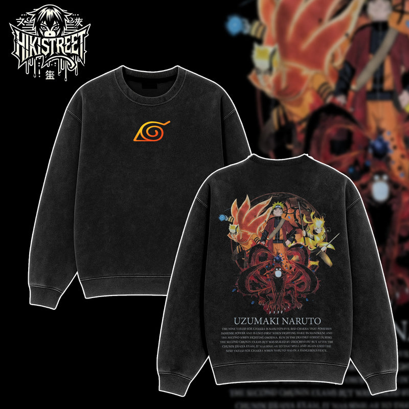 [HIKISTREET] Vintage Uzumaki Naruto Acid Washed T-Shirt, Naruto Merch, Anime Washed Oversized Tee, Aesthetic Anime Streetwear Gift