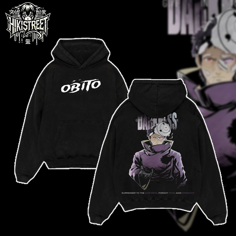 [HIKISTREET] Vintage Uchiha Obito Acid Washed T-Shirt, Naruto Merch, Anime Washed Oversized Tee, Aesthetic Anime Streetwear Gift