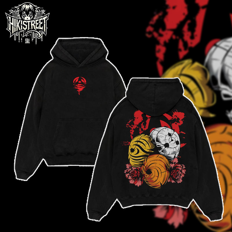[HIKISTREET] Vintage Obito Mask Acid Washed T-Shirt, Naruto Merch, Anime Washed Oversized Tee, Aesthetic Anime Streetwear Gift
