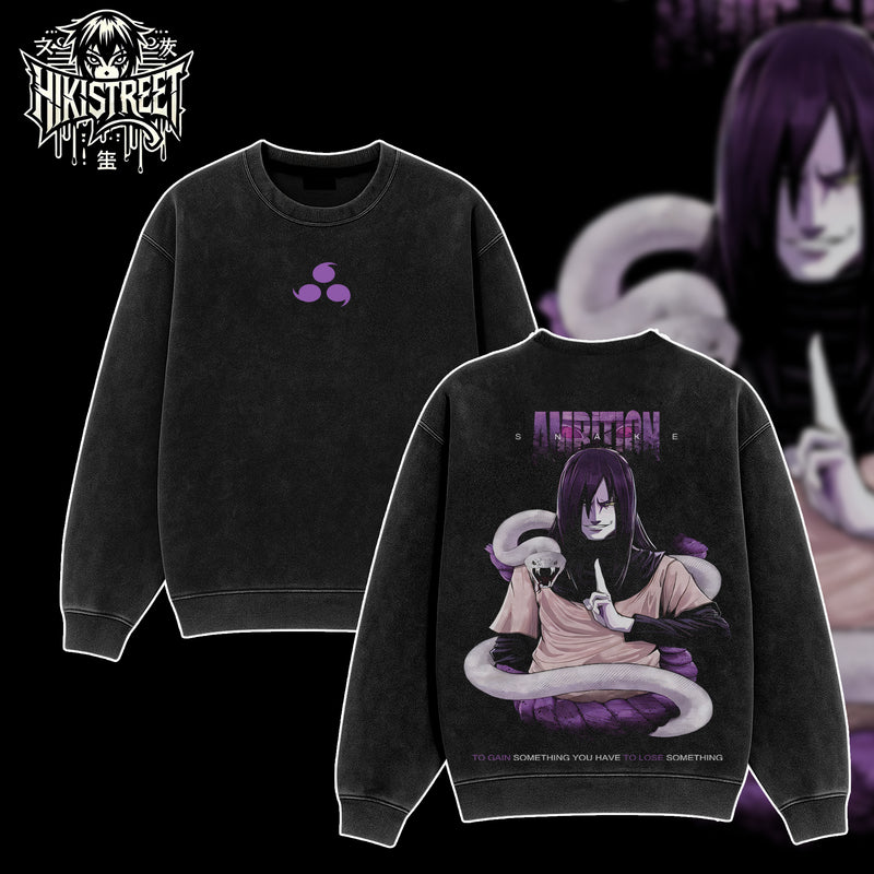 [HIKISTREET] Vintage Orochimaru Acid Washed T-Shirt, Naruto Merch, Anime Washed Oversized Tee, Aesthetic Anime Streetwear Gift