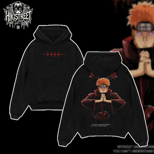 [HIKISTREET] Vintage Pain Acid Washed T-Shirt, Naruto Merch, Anime Washed Oversized Tee, Aesthetic Anime Streetwear Gift