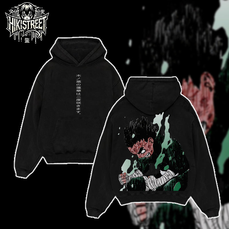 [HIKISTREET] Vintage Rock Lee Acid Washed T-Shirt, Naruto Merch, Anime Washed Oversized Tee, Aesthetic Anime Streetwear Gift