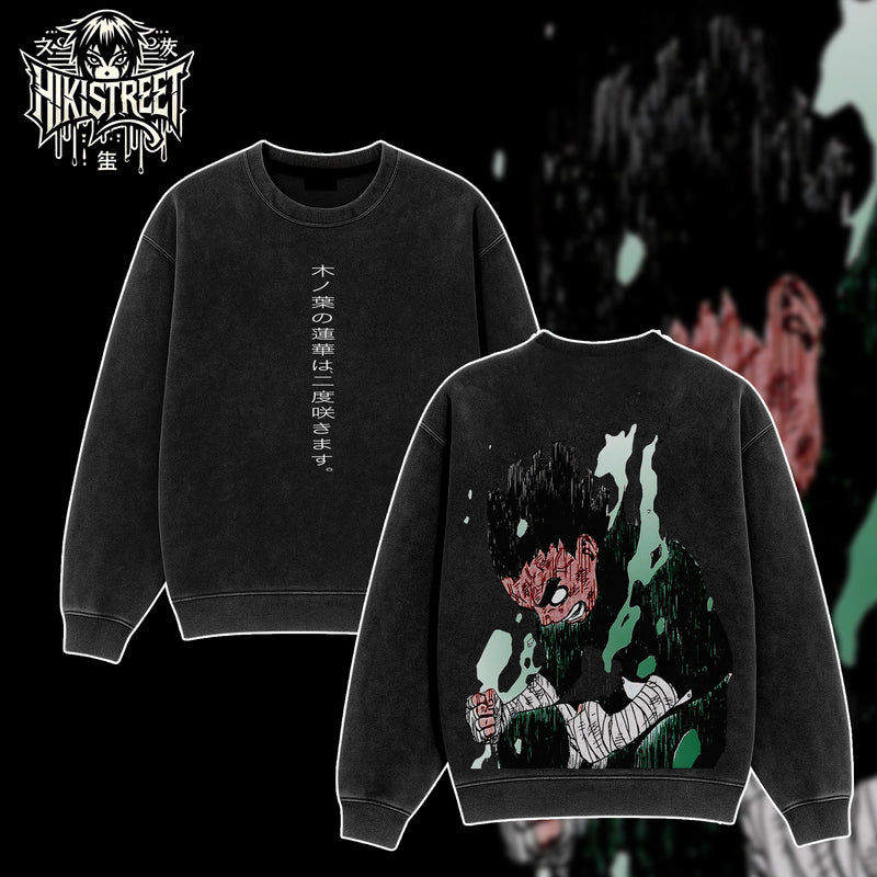 [HIKISTREET] Vintage Rock Lee Acid Washed T-Shirt, Naruto Merch, Anime Washed Oversized Tee, Aesthetic Anime Streetwear Gift