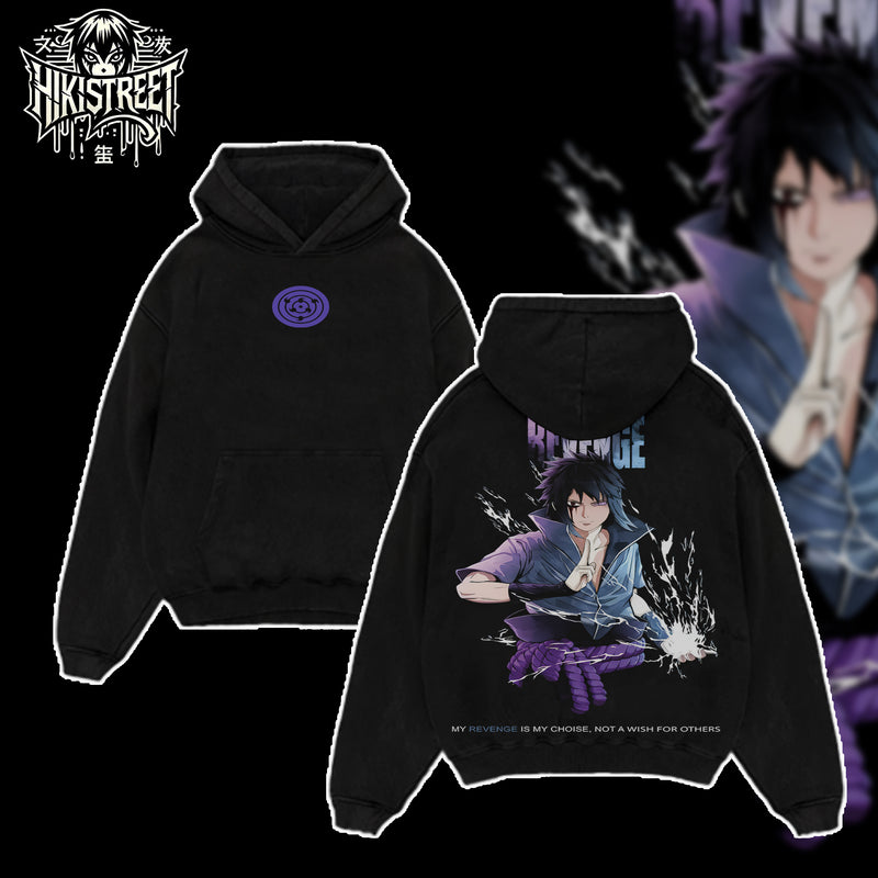 [HIKISTREET] Vintage Uchiha Sasuke Acid Washed T-Shirt, Naruto Merch, Anime Washed Oversized Tee, Aesthetic Anime Streetwear Gift