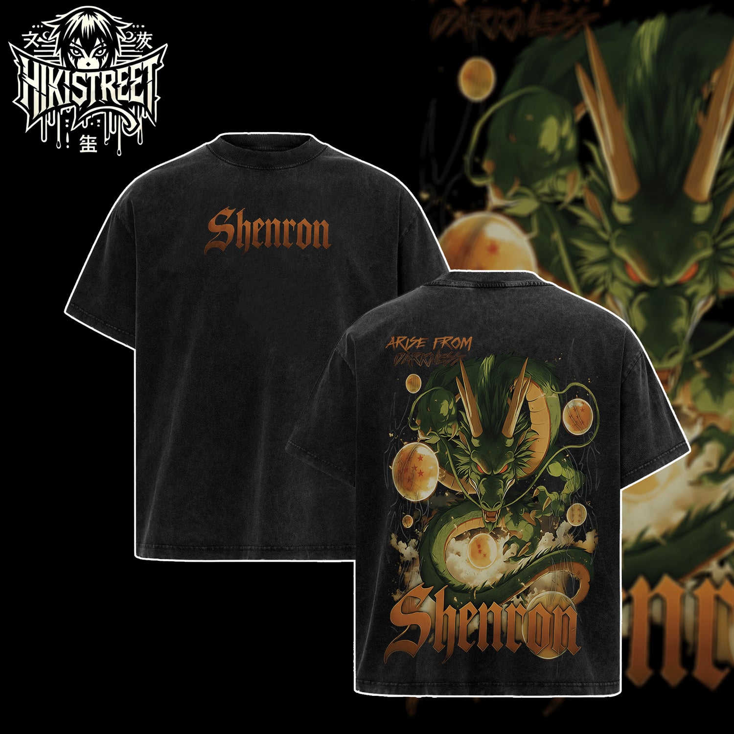 [HIKISTREET] Vintage Shenron Acid Washed T-Shirt, Dragon Ball Merch, Anime Washed Oversized Tee, Aesthetic Anime Streetwear Gift