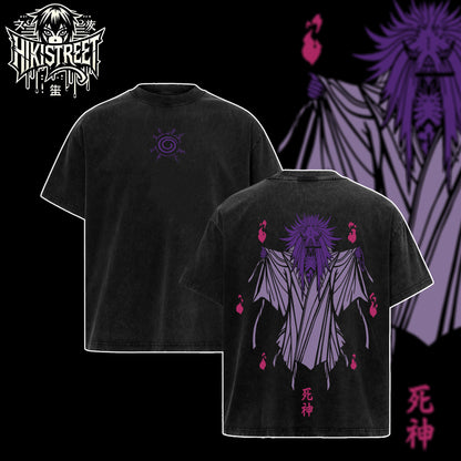 [HIKISTREET] Vintage Shiki Fujin Acid Washed T-Shirt, Naruto Merch, Anime Washed Oversized Tee, Aesthetic Anime Streetwear Gift