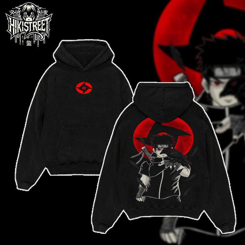 [HIKISTREET] Vintage Uchiha Shisui Acid Washed T-Shirt, Naruto Merch, Anime Washed Oversized Tee, Aesthetic Anime Streetwear Gift