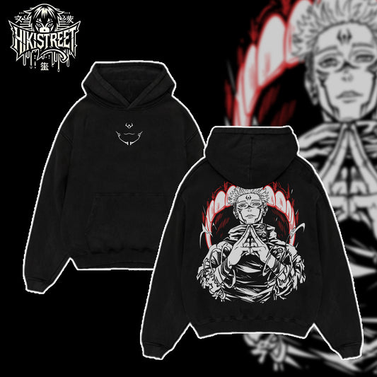 [HIKISTREET] Vintage Ryomen Sukuna Acid Washed T-Shirt, Jujutsu Kaisen Merch, Anime Washed Oversized Tee, Aesthetic Anime Streetwear Gift
