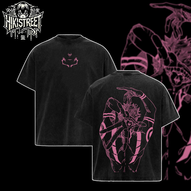 [HIKISTREET] Vintage Ryomen Sukuna King Of Curses Acid Washed T-Shirt, Jujutsu Kaisen Merch, Anime Washed Oversized Tee, Aesthetic Anime Streetwear Gift