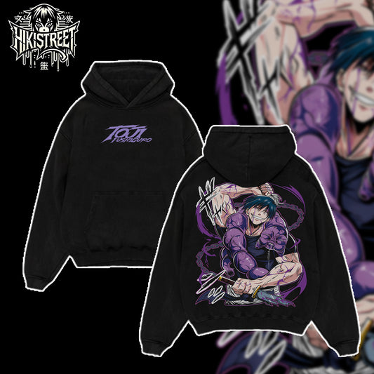 [HIKISTREET] Vintage Toji Fushiguro Acid Washed T-Shirt, Jujutsu Kaisen Merch, Anime Washed Oversized Tee, Aesthetic Anime Streetwear Gift