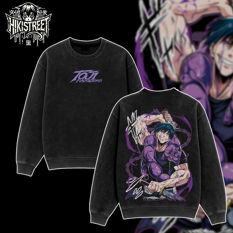 [HIKISTREET] Vintage Toji Fushiguro Acid Washed T-Shirt, Jujutsu Kaisen Merch, Anime Washed Oversized Tee, Aesthetic Anime Streetwear Gift